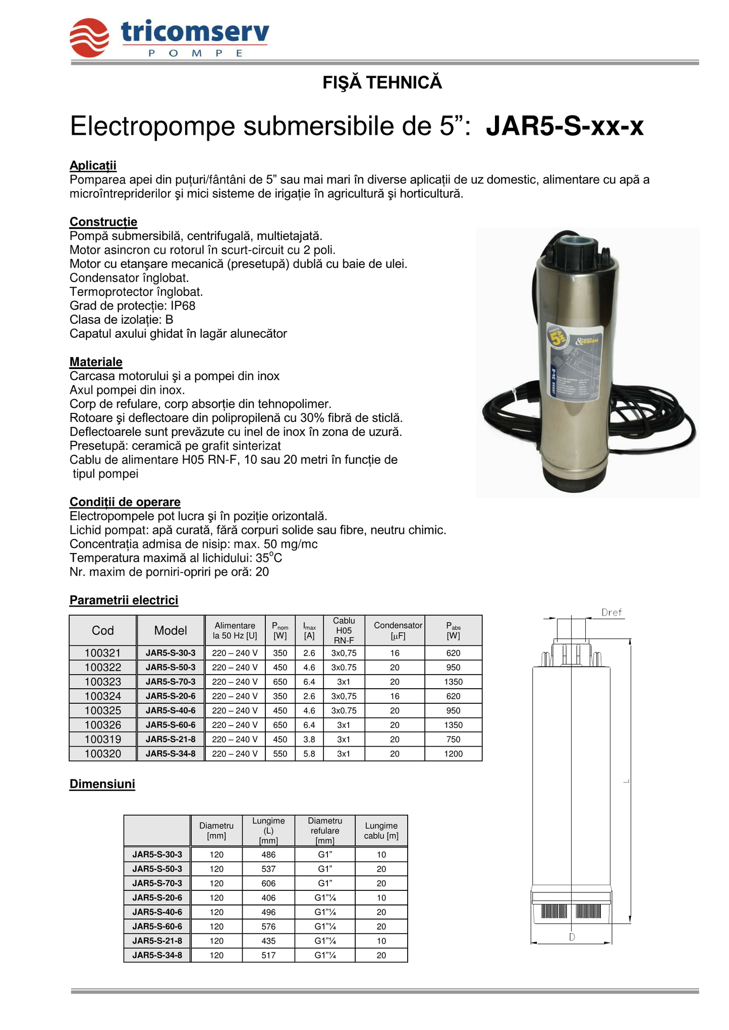 Pompa submersibila JAR5 70-3