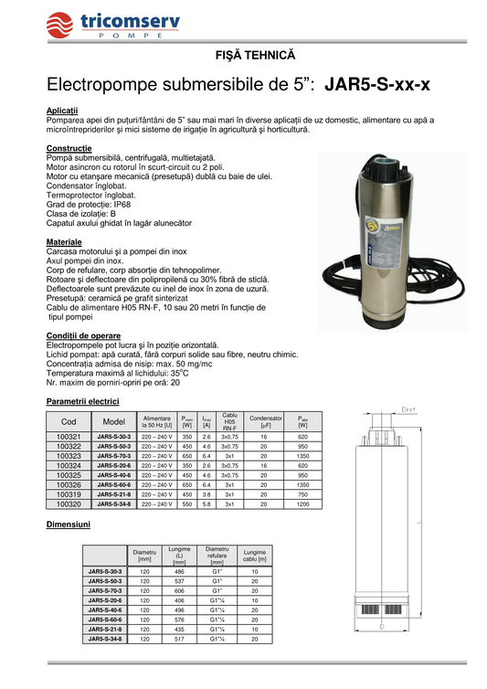 Pompa submersibila  JAR5 70-3